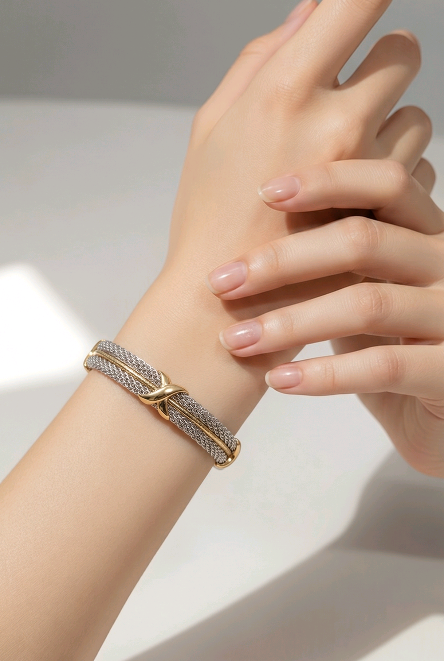 PULM -Pulsera Brazalete - Nexo Capuchino Bimetálico