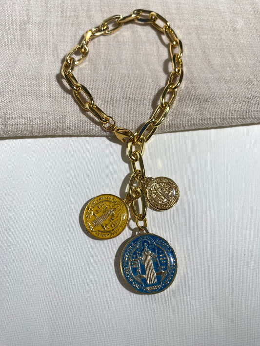 Pulsera San Benito con cadena gruesa