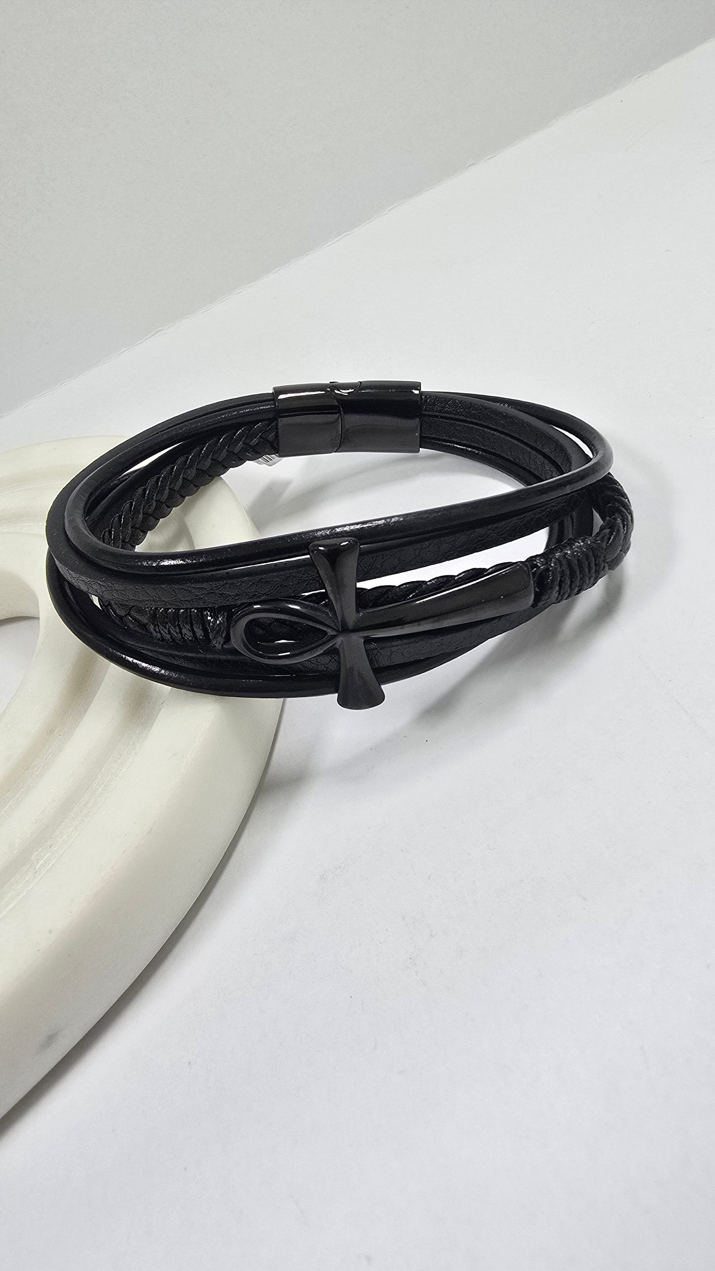 Pulsera Ankh "Cruz de la Vida" Negra