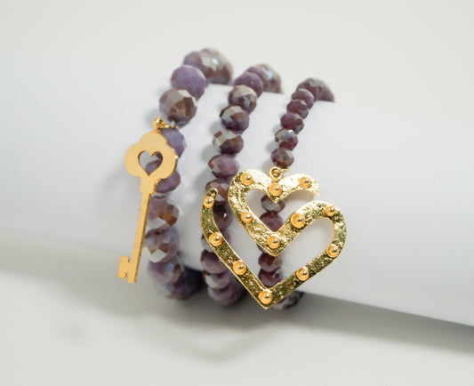 Trío pulseras de cristal