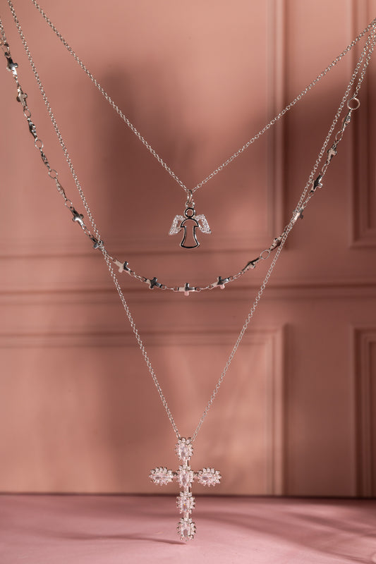 Collar Triple plateado