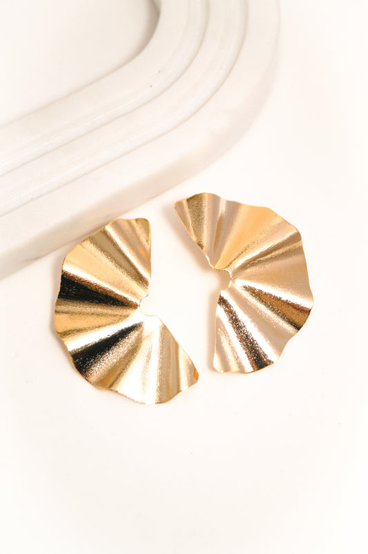 Aretes Dorados Espejo con Baño de Oro de 24K