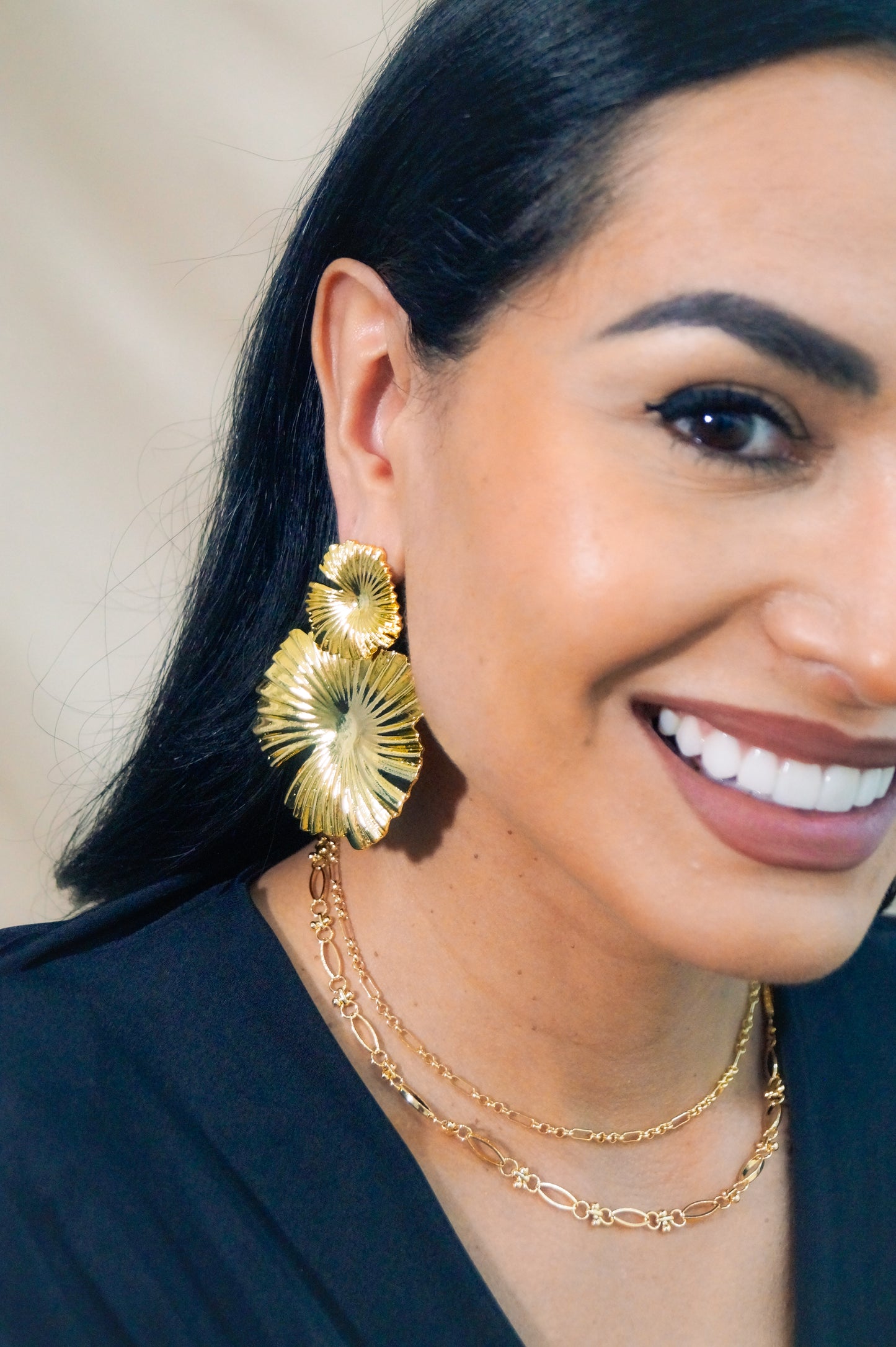 Aretes Tulipan Baño de Oro de 24K