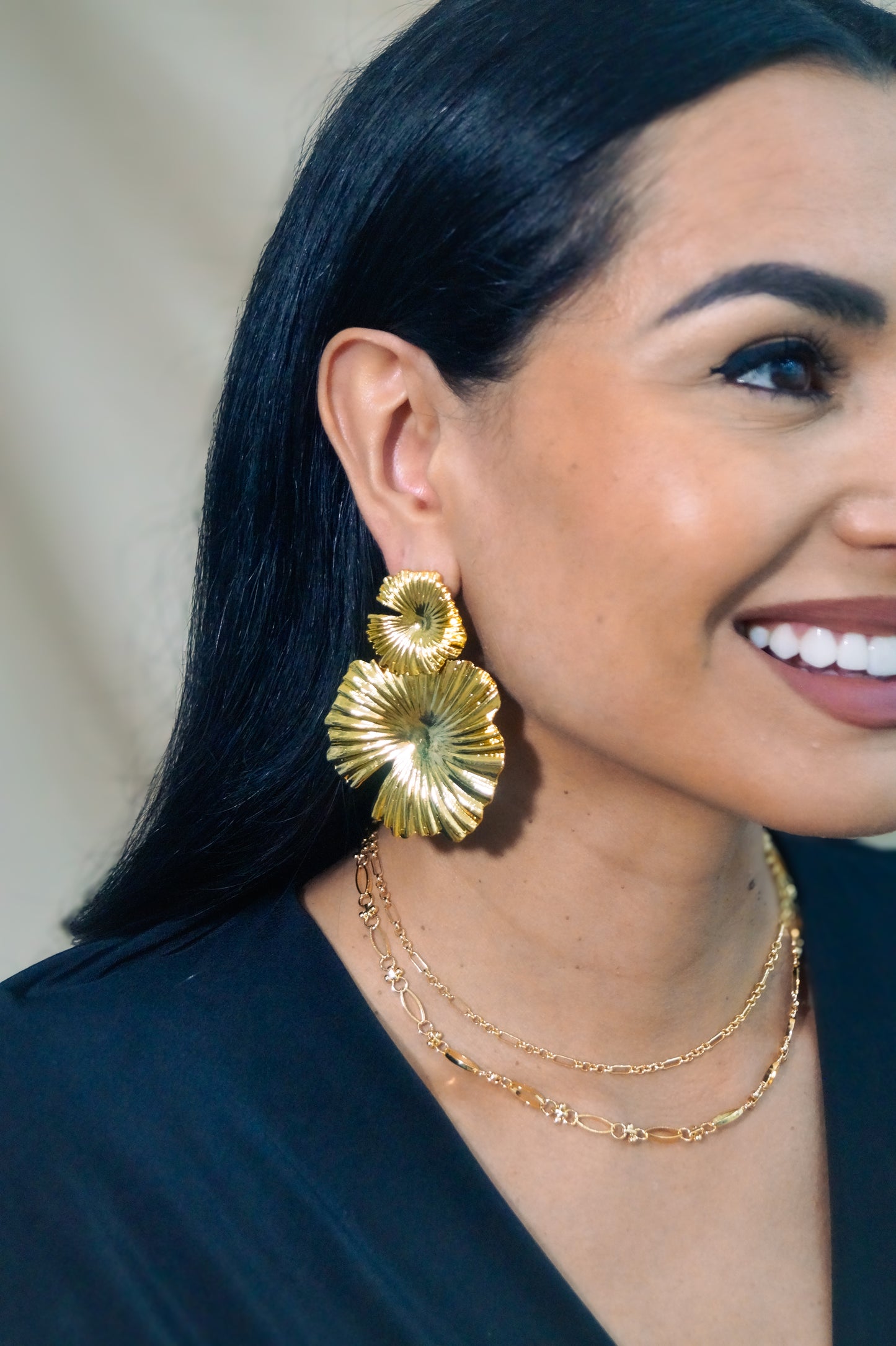 Aretes Tulipan Baño de Oro de 24K