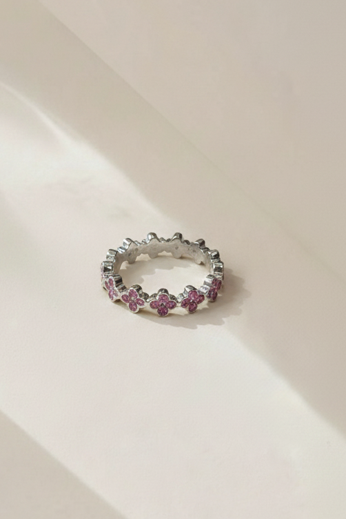 Anillo Flor Morada 925