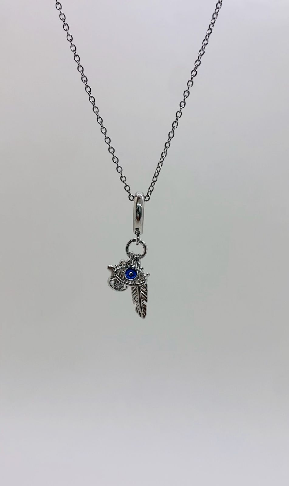 Collar Plateado Ojo Turco y Mano de Fátima