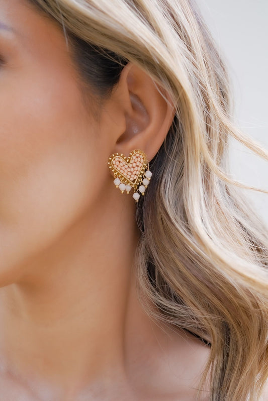 Mini aretes tejidos palo rosa