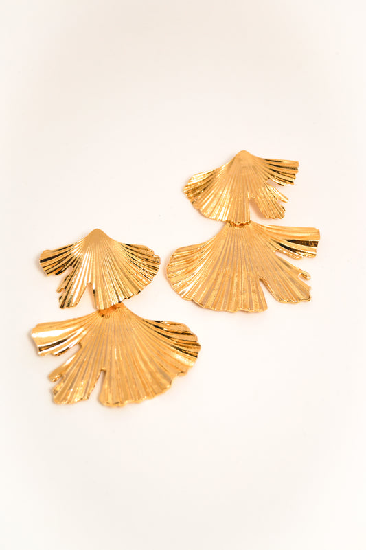 Arete Doble Pétalo Baño de Oro de 24K