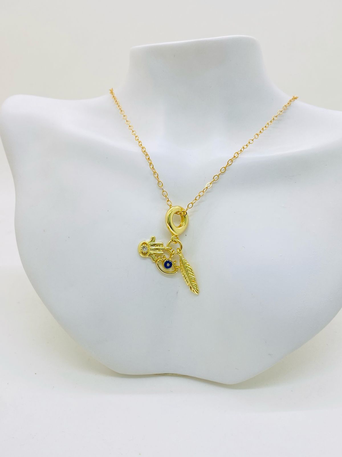 Collar Ojo Turco, Mano de Fátima y Pluma