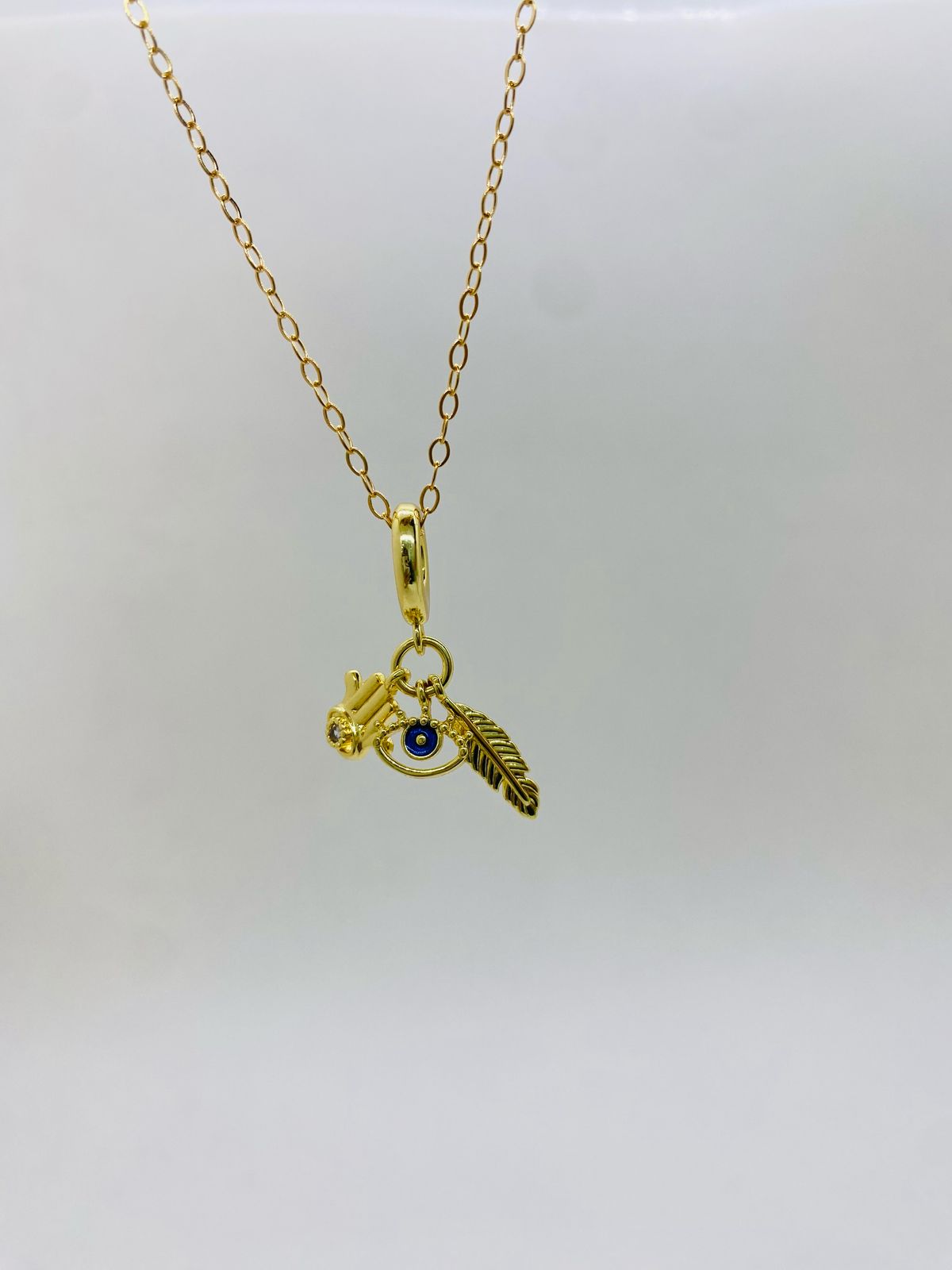 Collar Ojo Turco, Mano de Fátima y Pluma