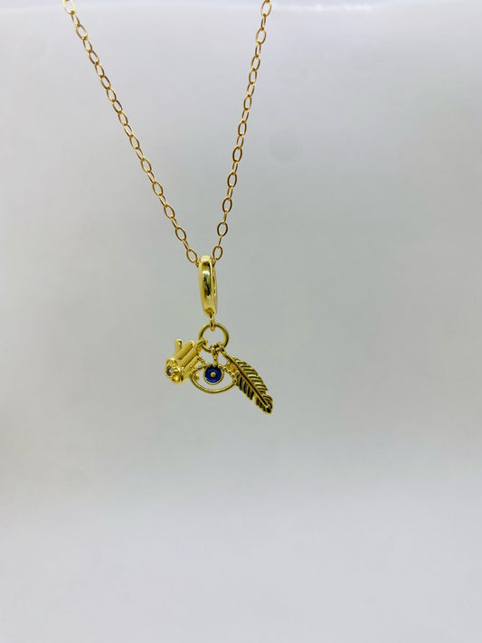 Collar Ojo Turco, Mano de Fátima y Pluma