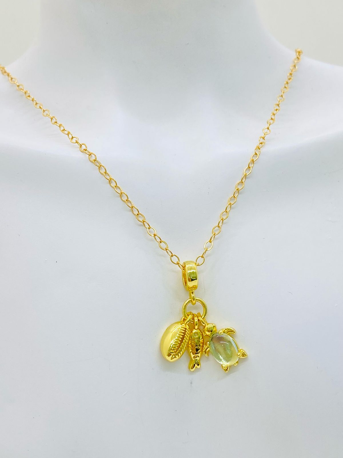 Collar Dije Tortuga, Concha y Pescado