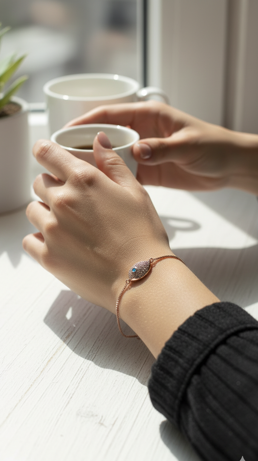 Pulsera "Nazar" Protección en Oro Rosa de Rodio