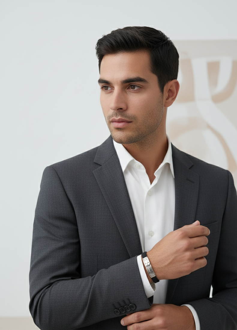 Pulsera para Hombre de Caucho y Acero Inoxidable - Modelo "Fuerza"