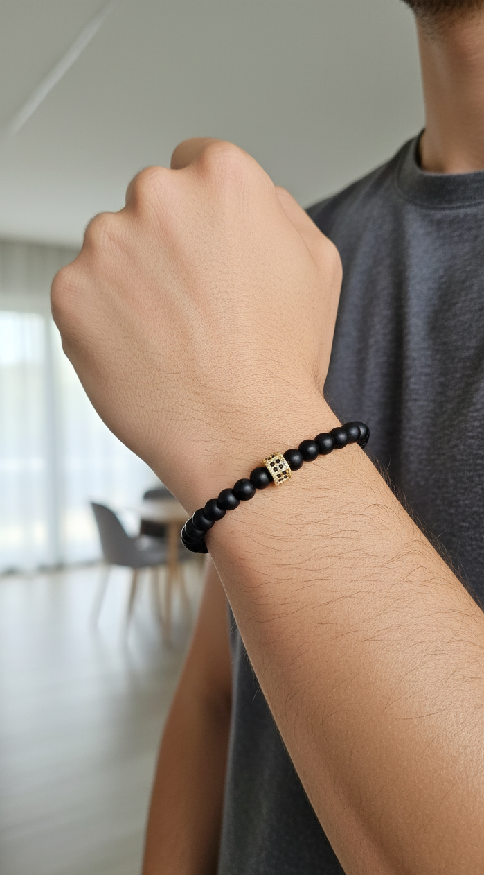 Pulsera "Ébano Dorado" de Piedras Mate