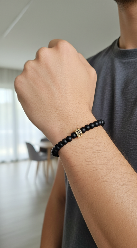 Pulsera "Ébano Dorado" de Piedras Mate