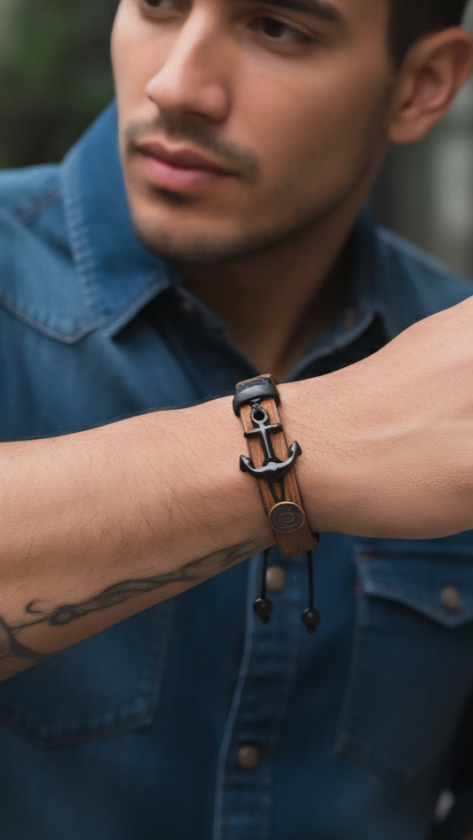 Estilo Marino y Terrenal: Pulsera de Ancla Ajustable