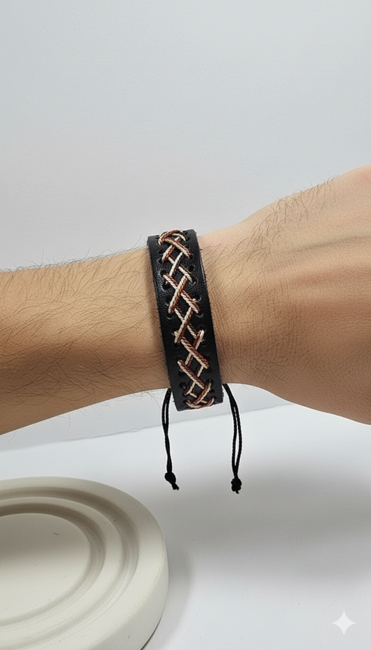 Pulsera Ajustable de Cuero "Cruzado Urbano"