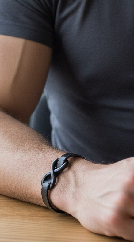 Pulsera Nudo Infinito "Negro y Acero