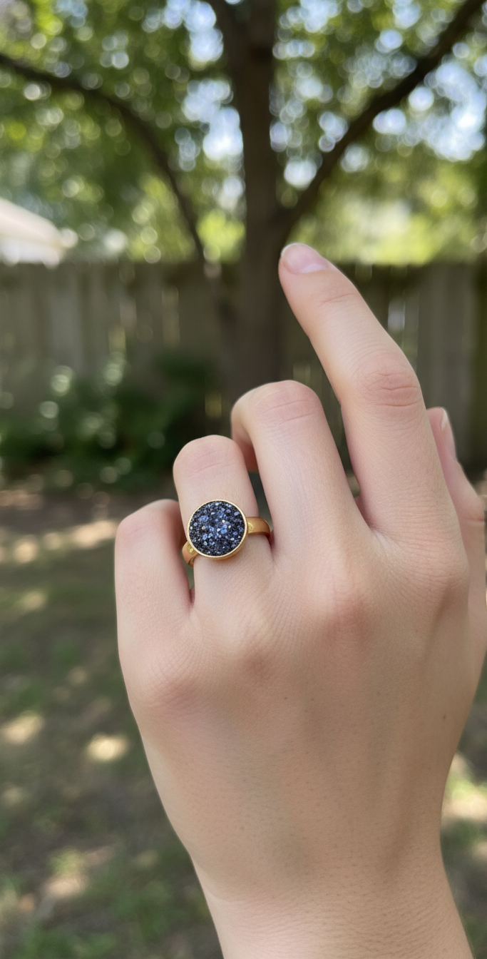 Anillo Círculo Druzy "Noche Estrellada"