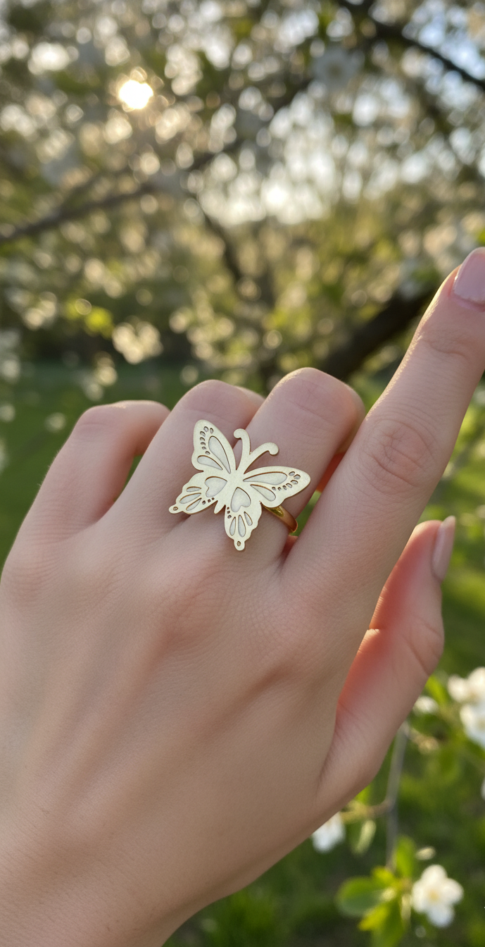 Anillo Mariposa Dorada "Vuelo Libre"