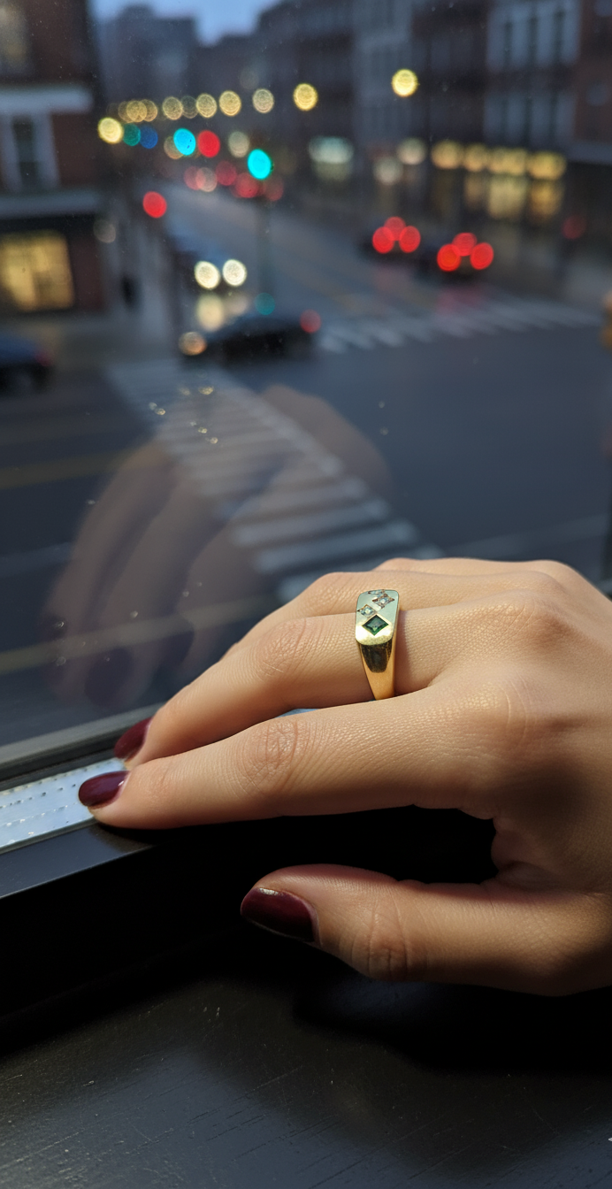 Anillo Sello Esmeralda Nocturna"