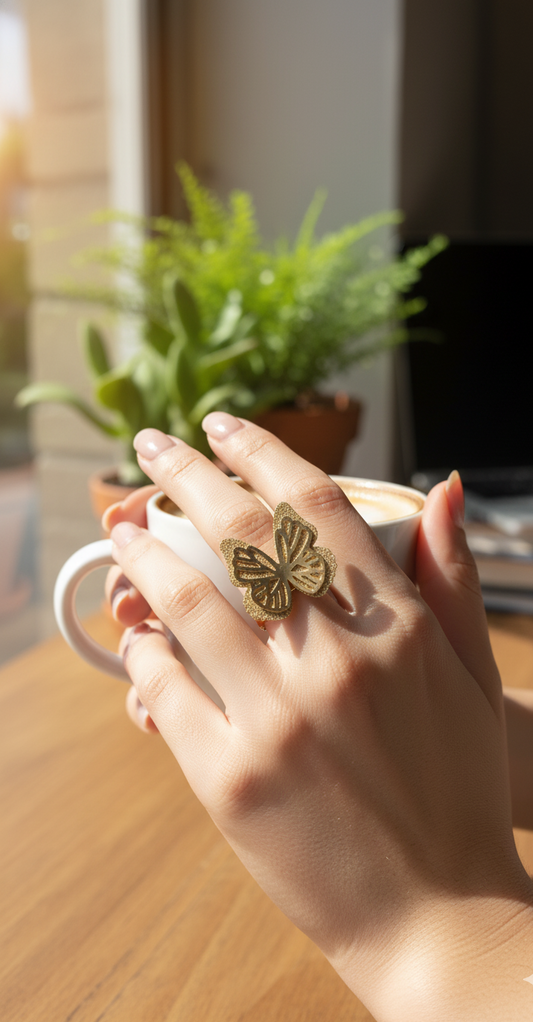 Anillo Mariposa Dorada "Vuelo Libre"