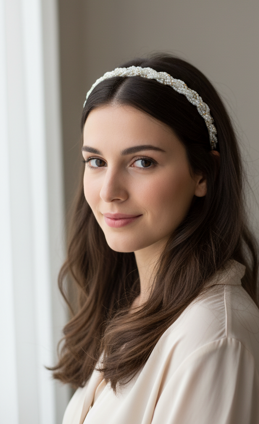 Diadema de Novia "Aurora" con Perlas y Cristales