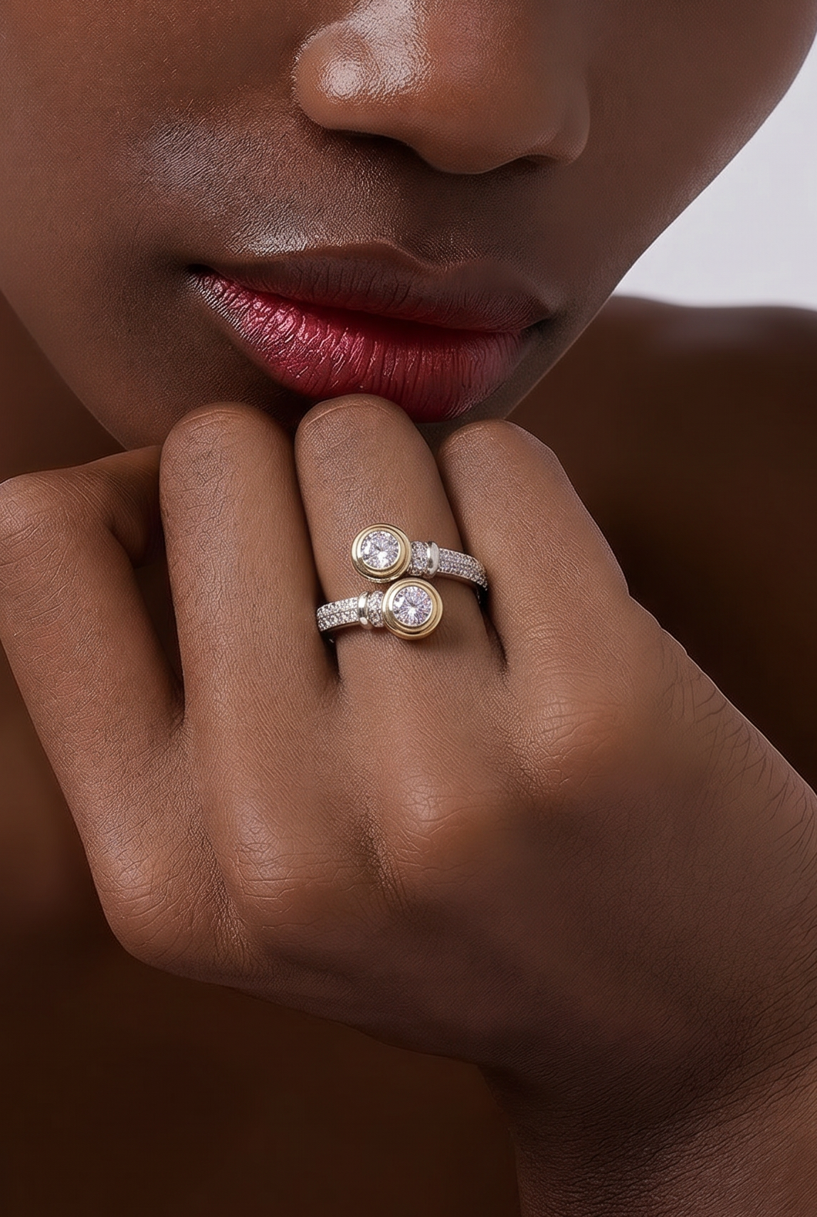 Anillo Cruzado Capuchino Dual