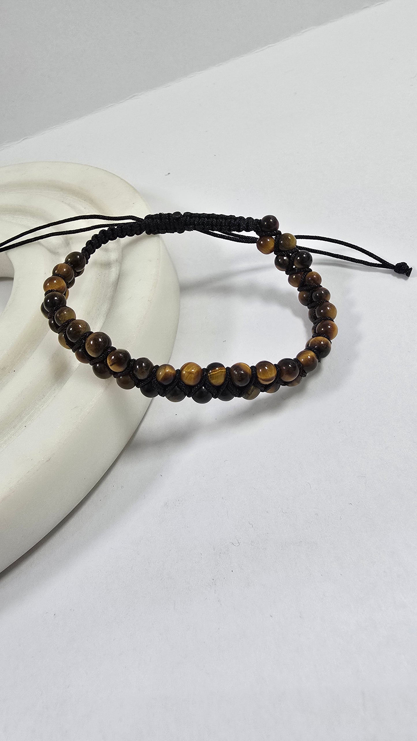 Pulsera Macramé Ojo de Tigre Doble