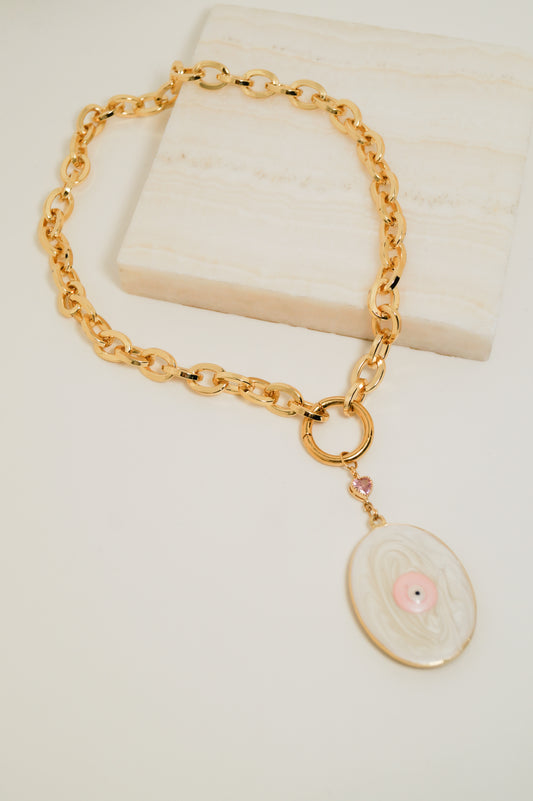 Collar ojo turco rosa