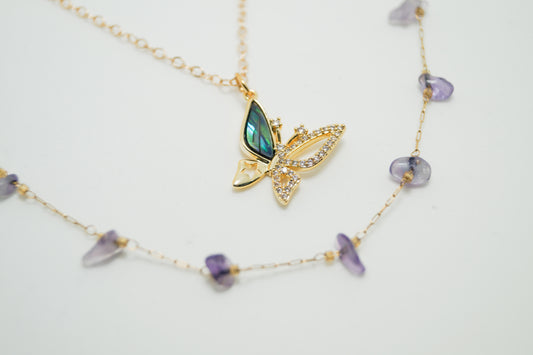 Collar doble mariposa