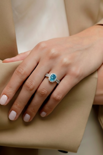 Anillo Zirconia Celeste