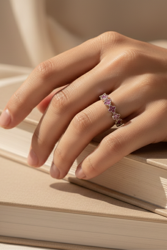 Anillo Flor Morada 925