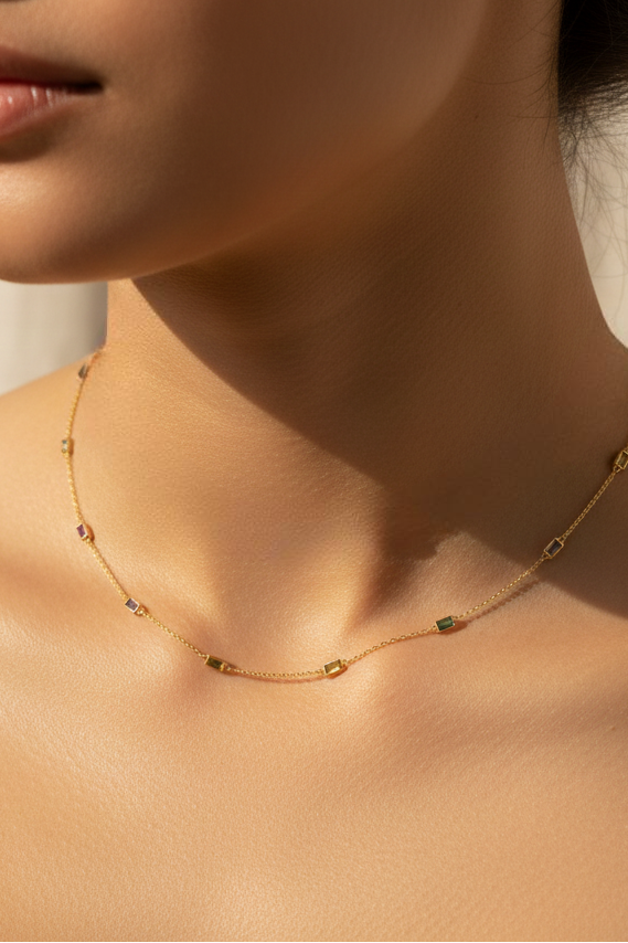 Collar Zirconias Rectangulares