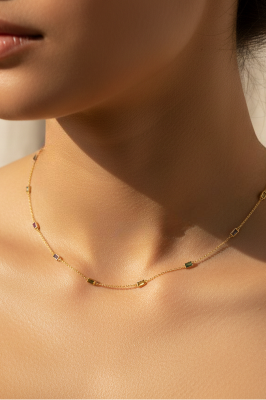 Collar Zirconias Rectangulares