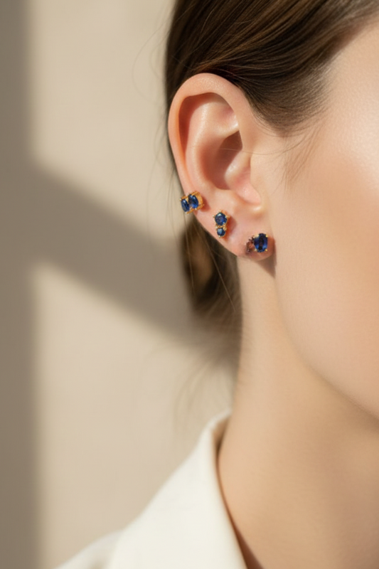 Aretes Azules Triples