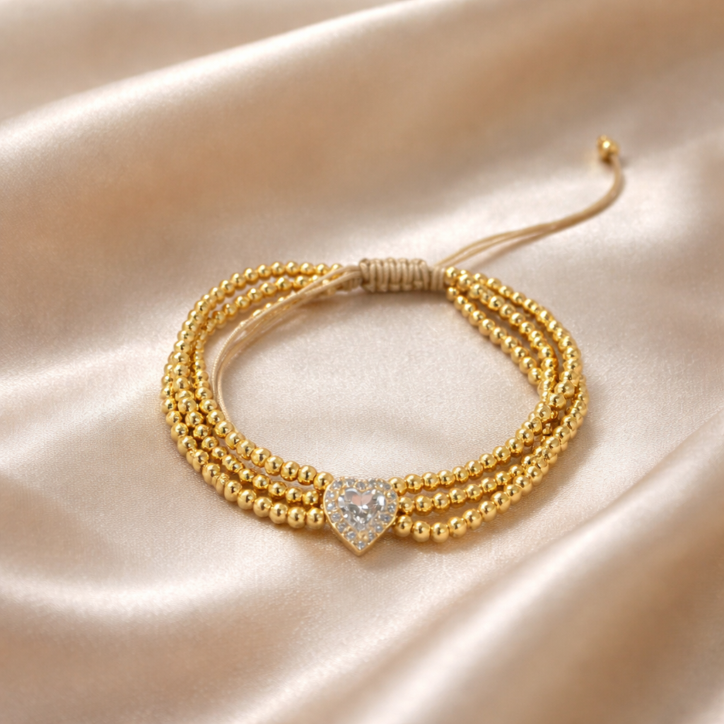 PULM  -Pulsera Golden Heart Spheres