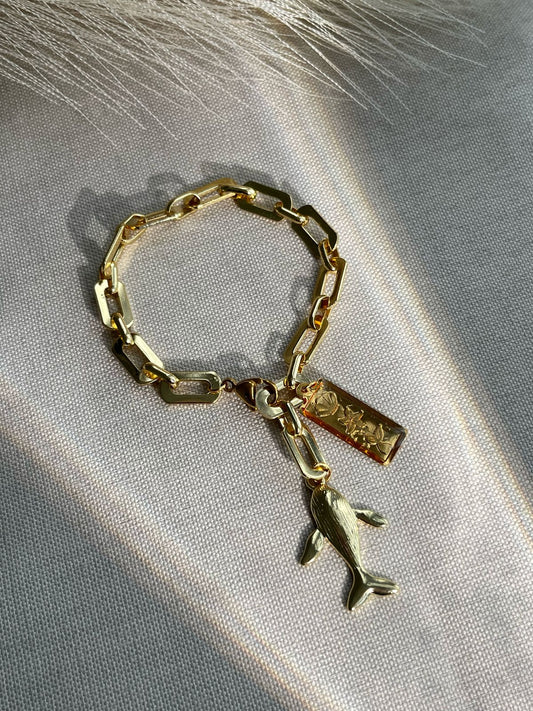 Pulsera Bañada en Oro con Delfín