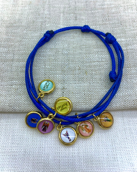 Pulsera de Hilo Azul con Dijes de Arcángeles